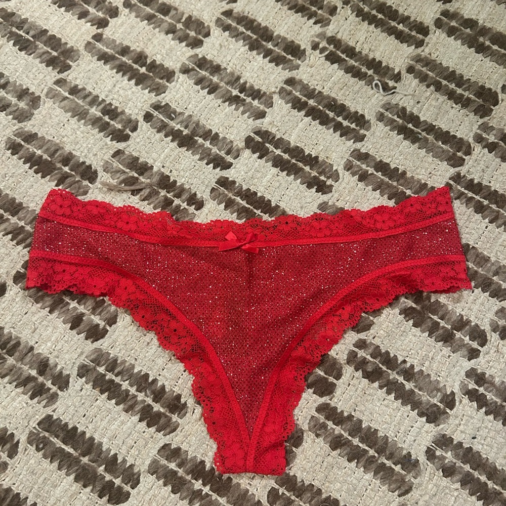 Victoria's Secret Sparkling Red Lace Panties